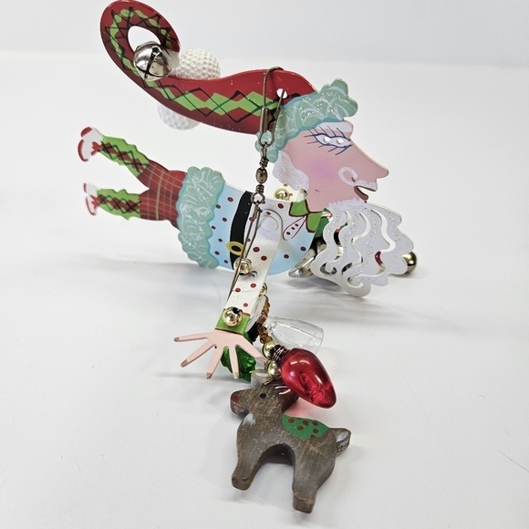 VINTAGE Karen Rossi Fanciful Flights Santa Golfer Silvestri Beaded Ornament Golf - Picture 5 of 7